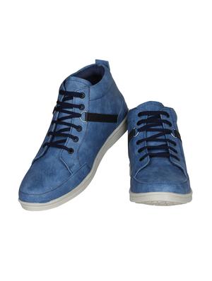 blue leatherette lace up sneakers - 15726571 - Standard Image - 4