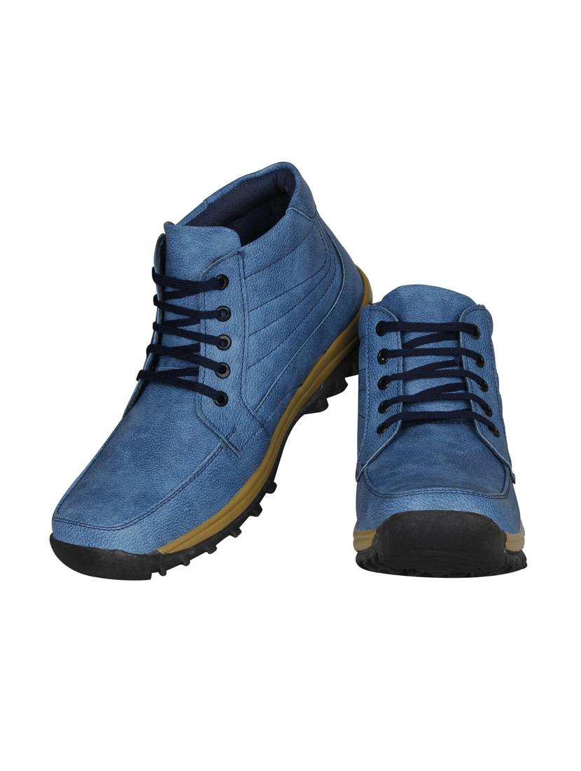 blue leatherette low ankle boots - 15726575 - Zoom Image - 4