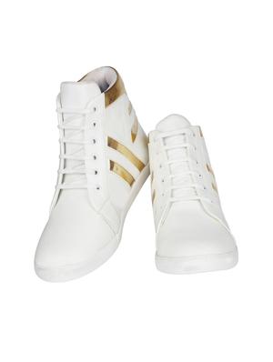 white leatherette lace up sneakers - 15726578 - Standard Image - 4