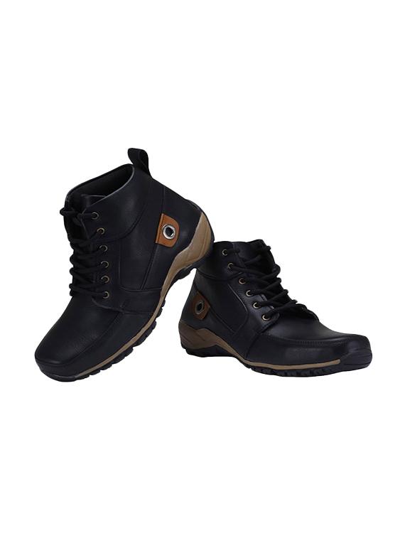 black leatherette low ankle boots - 15726579 - Zoom Image - 4