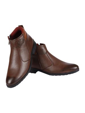 brown leatherette formal slip ons - 15726583 - Standard Image - 4
