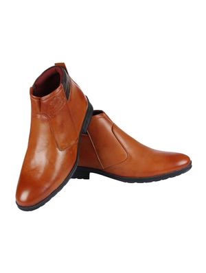 tan leatherette formal slip ons - 15726584 - Standard Image - 4