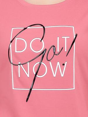 Slogan Print Round Neck Tee - 15726952 - Standard Image - 4