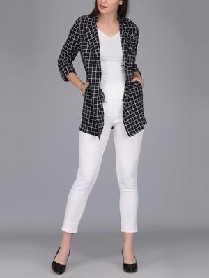 back pleat checkered shrug - 15727044 - Standard Image - 4