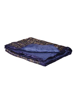 Blue Base Golden Elephant Print Single Quilt - 15727147 - Standard Image - 4