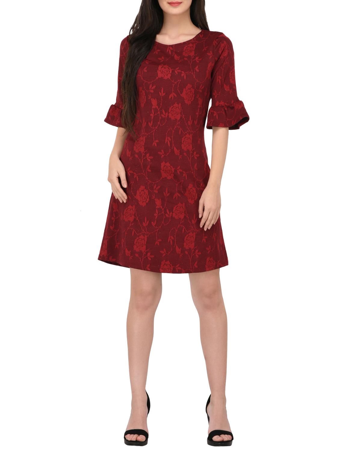 bell sleeved floral a-line dress - 15727288 - Zoom Image - 4