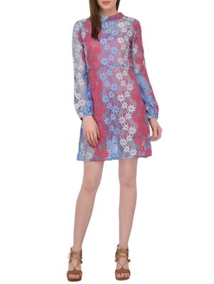 mock neck floral lace a-line dress - 15727289 - Standard Image - 4