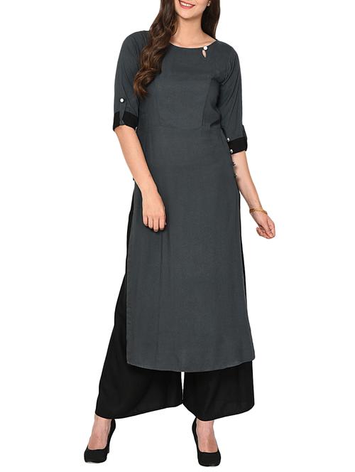 soild straight kurta - 15727314 - Standard Image - 1