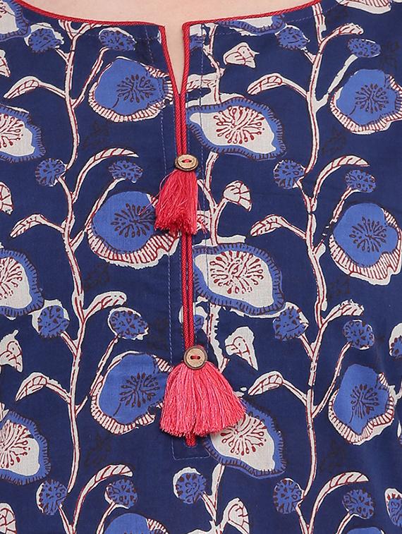 High low printed kurta with tassels - 15727399 - Zoom Image - 4