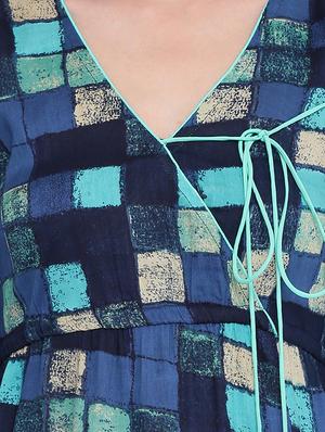blue rayon aline kurta - 15727412 - Standard Image - 4