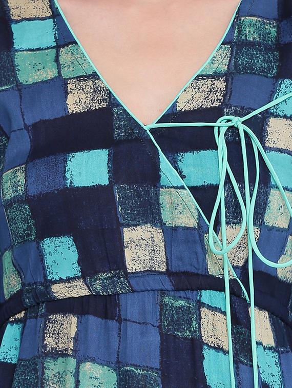 blue rayon aline kurta - 15727412 - Zoom Image - 4