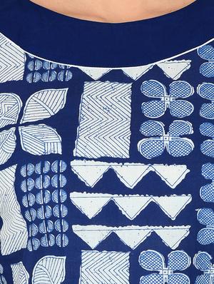 Indigo cold shoulder straight kurta - 15727413 - Standard Image - 4