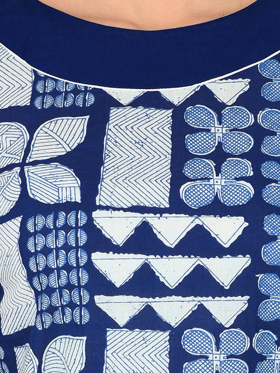 Indigo cold shoulder straight kurta - 15727413 - Zoom Image - 4