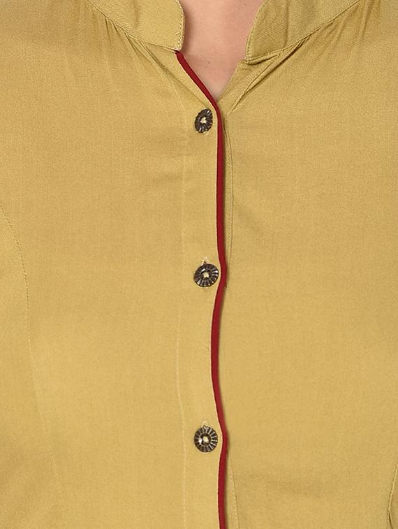 A-Line Front Slit solid Kurta - 15727421 - Zoom Image - 4