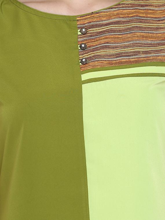 Straight color block kurta - 15727454 - Zoom Image - 4