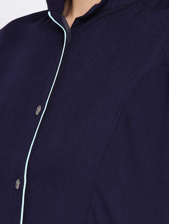 A-line piping solid kurta - 15727470 - Zoom Image - 4