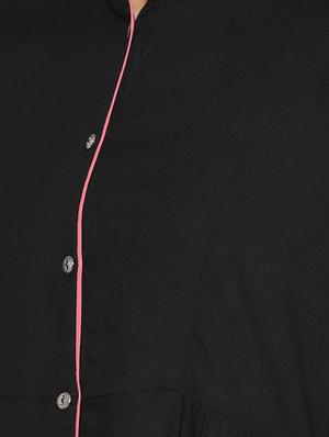 A-line solid piping kurta - 15727473 - Standard Image - 4