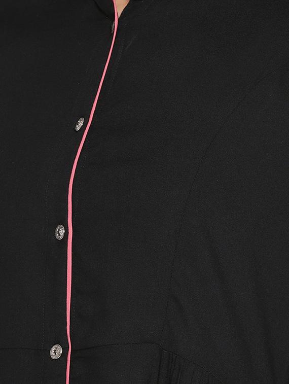 A-line solid piping kurta - 15727473 - Zoom Image - 4