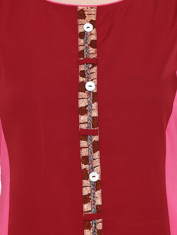 A-line color block kurta - 15727499 - Zoom Image - 4