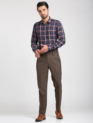 brown polyester blend flat front trousers formal - 15727697 - Standard Image - 4