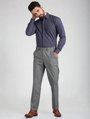 grey polyester blend flat front trousers formal - 15727699 - Standard Image - 4