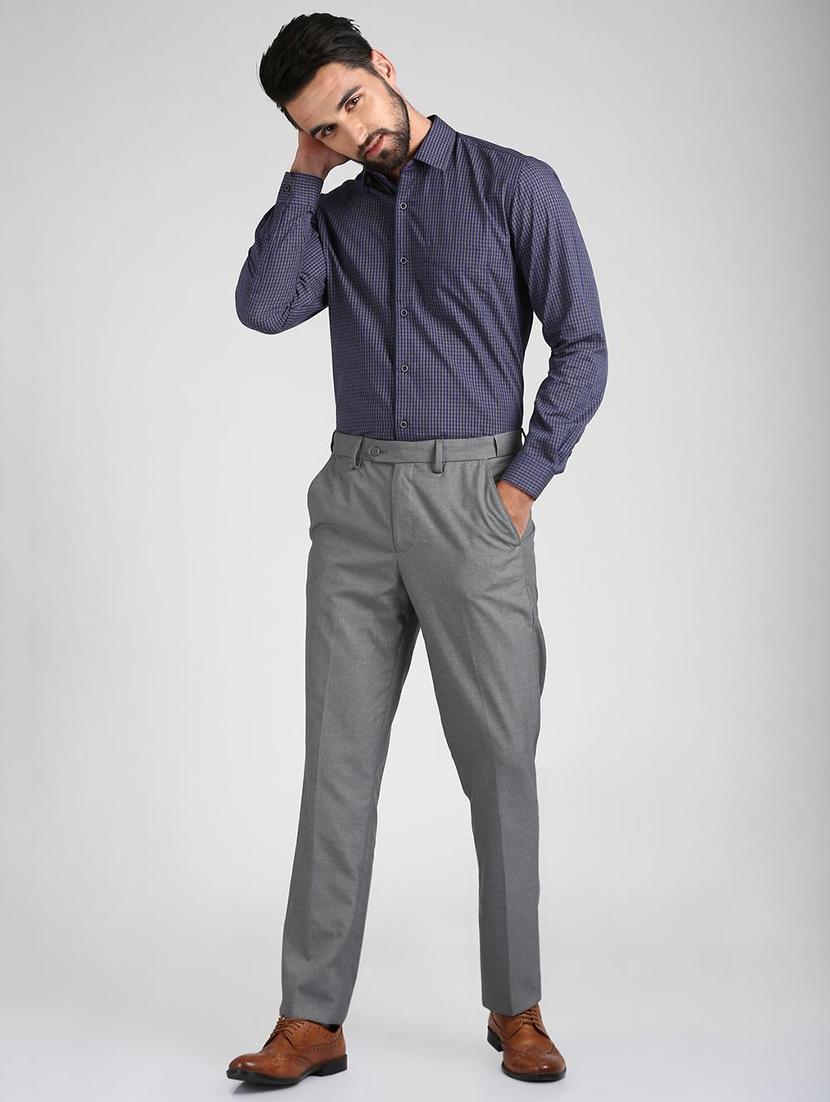 grey polyester blend flat front trousers formal - 15727699 - Zoom Image - 4