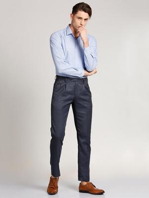 blue polyester blend pleated formal trouser - 15727785 - Standard Image - 4