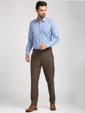brown polyester blend flat front formal trouser - 15727786 - Standard Image - 4