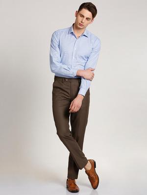 brown polyester blend flat front formal trouser - 15727788 - Standard Image - 4