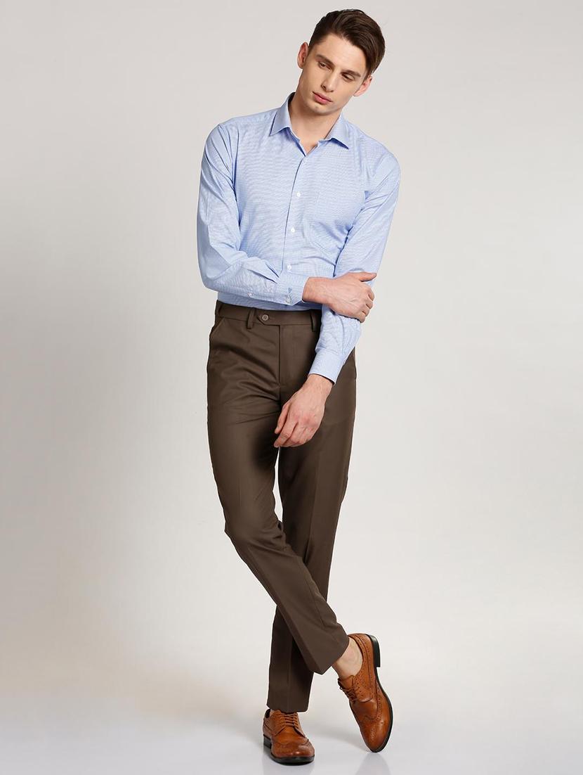 brown polyester blend flat front formal trouser - 15727788 - Zoom Image - 4