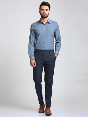 blue polyester blend flat front formal trouser - 15727791 - Standard Image - 4