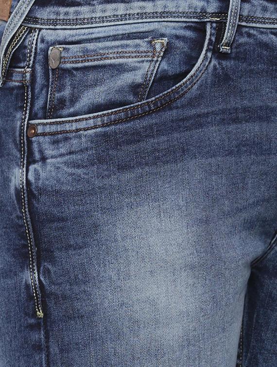 blue cotton blend washed jeans - 15728244 - Zoom Image - 4