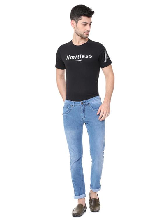 blue cotton blend washed jeans - 15728253 - Zoom Image - 4