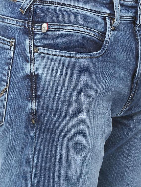 blue cotton blend washed jeans - 15728273 - Zoom Image - 4