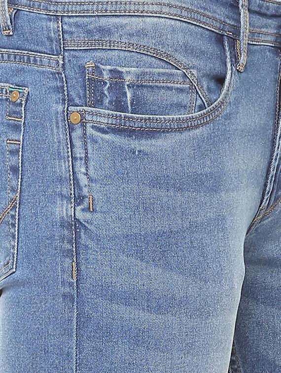 blue cotton blend washed jeans - 15728288 - Zoom Image - 4