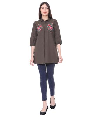 concealed placket embroidered tunic - 15728359 - Standard Image - 4