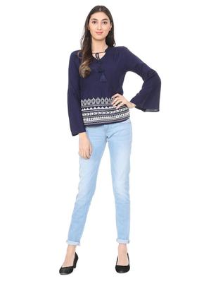 tassel tie up bell sleeved top - 15728391 - Standard Image - 4