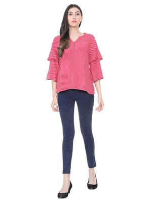 layered sleeved striped boxy top - 15728394 - Standard Image - 4