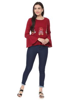embroidered bell sleeved top - 15728396 - Standard Image - 4