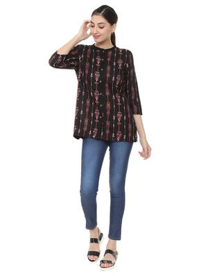 mandarin neck button up tunic - 15728404 - Standard Image - 4