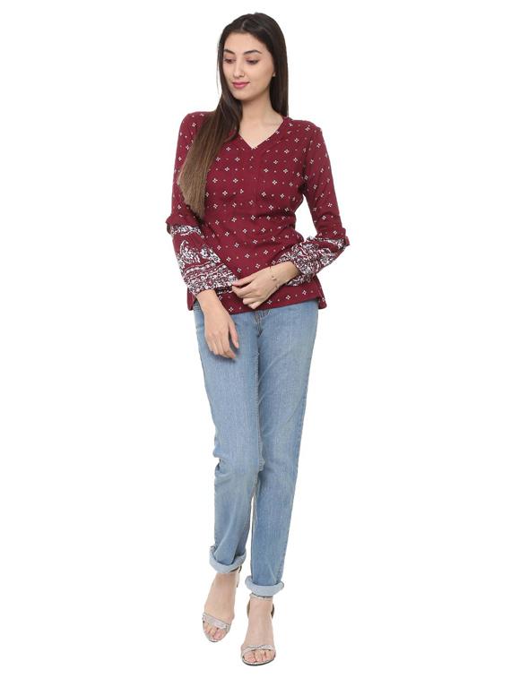 lace trim ruffle detail top - 15728405 - Zoom Image - 4