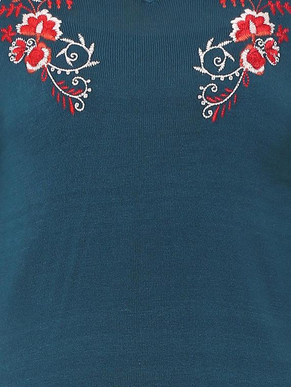 floral embroidered knitted top - 15728428 - Zoom Image - 4