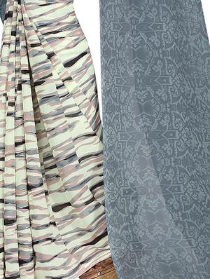 half & half printed saree with blouse - 15728450 - Standard Image - 4