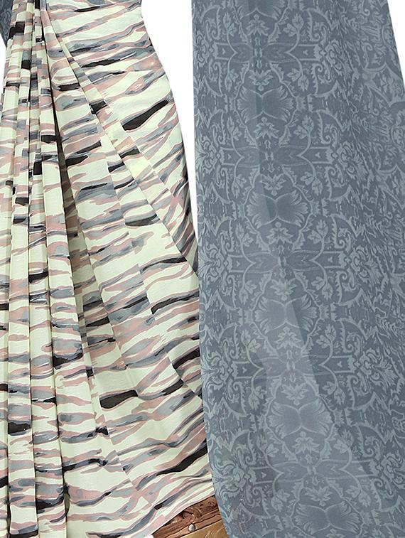 half & half printed saree with blouse - 15728450 - Zoom Image - 4