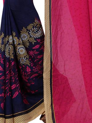 floral half & half saree with blouse - 15728454 - Standard Image - 4