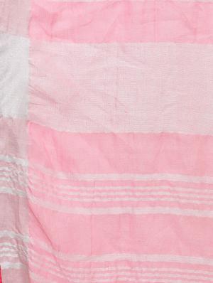 contrast border inen handloom saree with blouse - 15728564 - Standard Image - 4