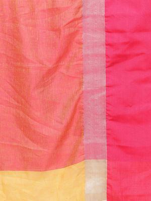 contrast border inen handloom saree with blouse - 15728565 - Standard Image - 4