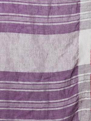 contrast border linen handloom saree with blouse - 15728569 - Standard Image - 4