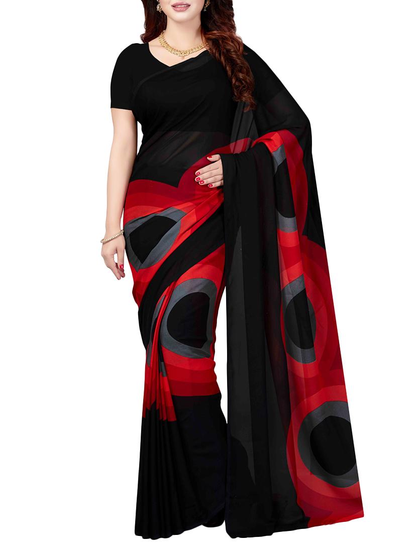 Combo Of 2 black Printed Saree with blouse - 15728693 - Zoom Image - 4