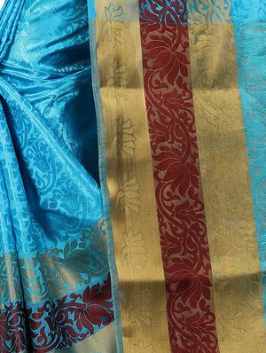 floral zari motif banarasi saree with blouse - 15728867 - Standard Image - 4